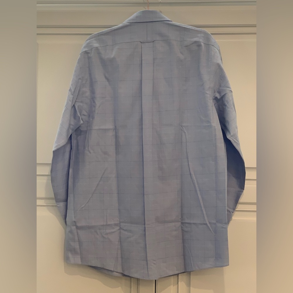 Gold Label Roundtree & Yorke Fitted Dress Shirt Blue Grid Check Size 16 1/2 - 35 - Picture 5 of 11